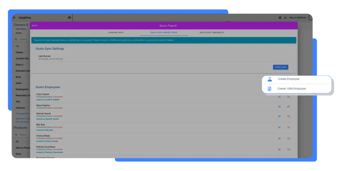 ChildPilot and Gusto payroll integration