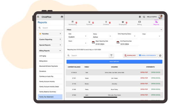 ChildPilot parent portal tax documents