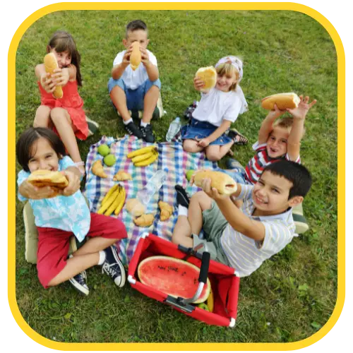 Spring picnic with daycare students