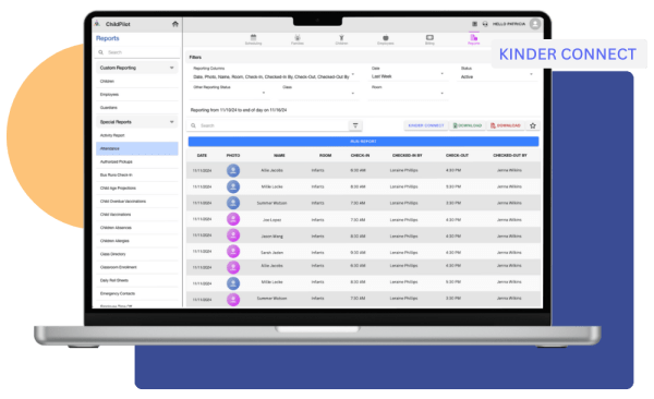ChildPilot syncing attendance data with the KinderConnect platform for state subsidy reporting