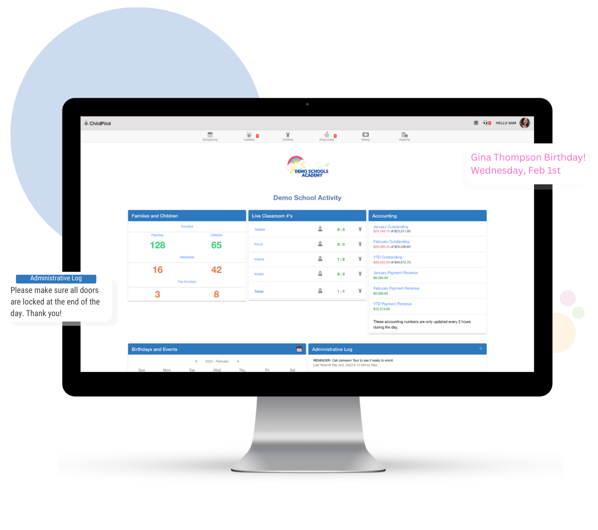 childcare management software administrative dashboard